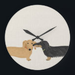 Dachshunds Smooch Stor Klocka<br><div class="desc">Cute Långhårig och Shorthled Dachshunds</div>