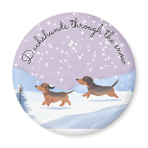 Dachshunds Snö Söta Jul Korv Hundar Doxie