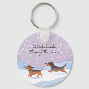 Dachshunds Snow Doxie Jul Korvhundar Söt Nyckelring