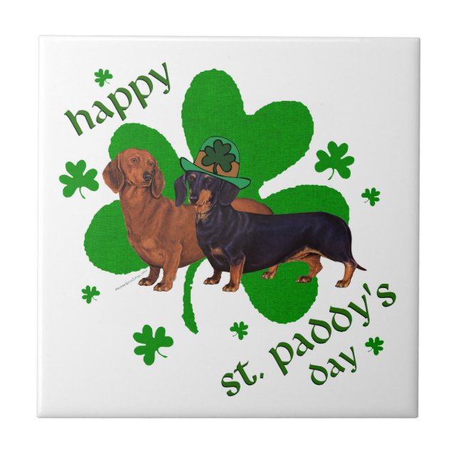 Dachshunds St Patrick's Day Kakelplatta (Framsidan)