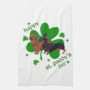 Dachshunds St Patrick's Day Kökshandduk