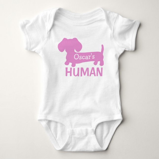 Dachshunds Tjej Mänsklig Personlig i Rosa T Shirt (Framsida)