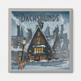 Dachshunds Winter Storm, lägg till text Magnet
