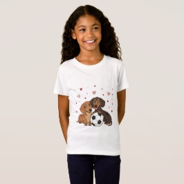 Dachshunds with soccer ball for Valentine's Day T Shirt