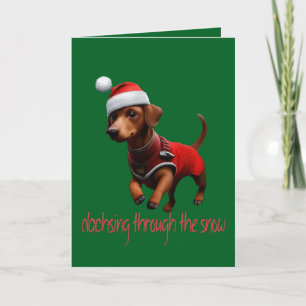 Dachsing Genom Snön Dachshund Korv Hund Helgkort