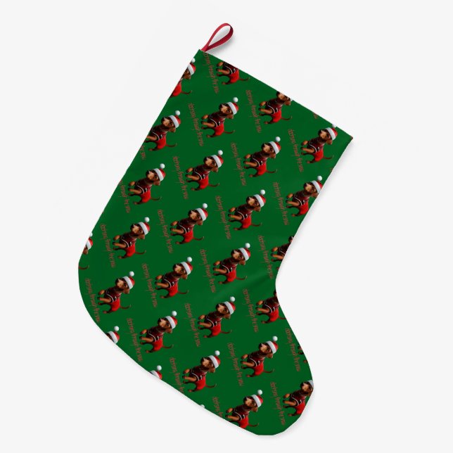 Dachsing genom snön Tax Dachshund  Stor Julstrumpa (Framsidan (Hängande))