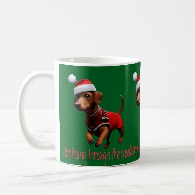 Dachsing genom snön Taxhund Sausage Dog  Kaffemugg (Vänster)