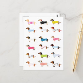 Dachsund Hund Vattenfärg  Vykort