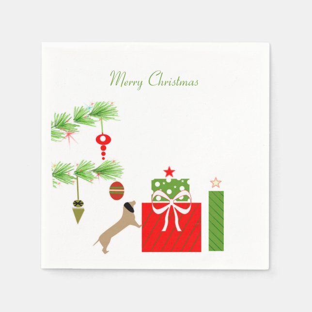 Dachsund jul Napkins Pappersservett (Framsidan)