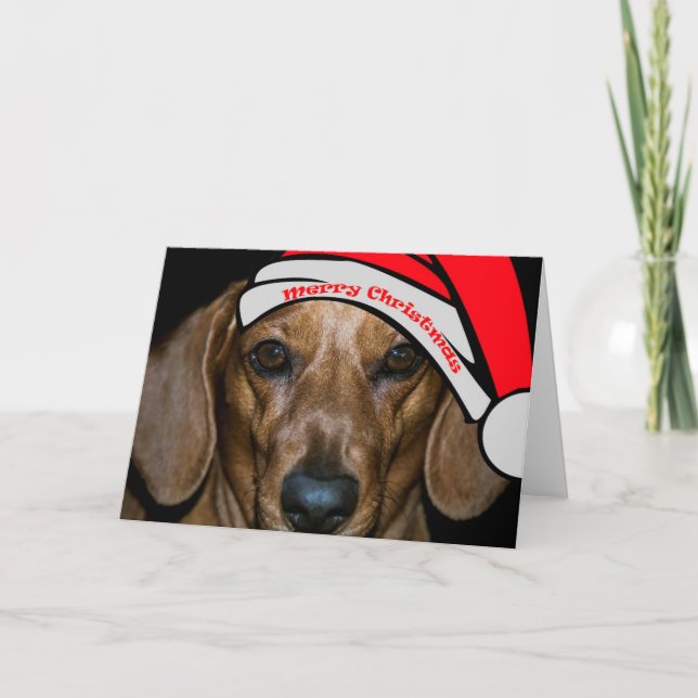 Dachsund's God jul Card Helgkort (Framsida)