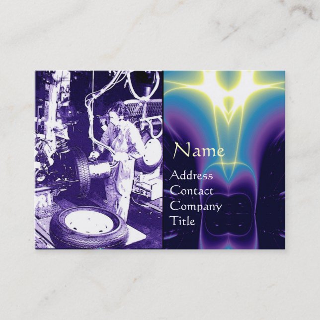 DÄCK, AUTOMOTIV, bilreparationsvarv, monogram Visitkort (Framsida)