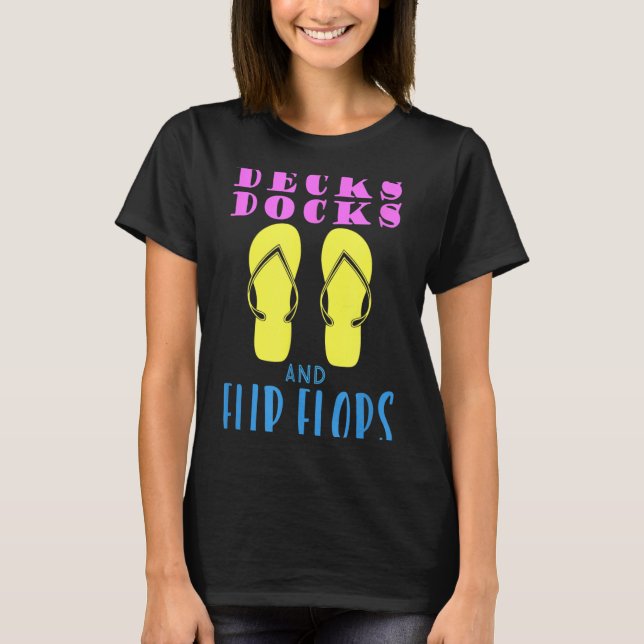 Däck bryggor och flip-flops sommar design t shirt (Framsida)
