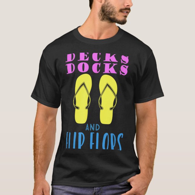 Däck bryggor och flip-flops sommar design t shirt (Framsida)