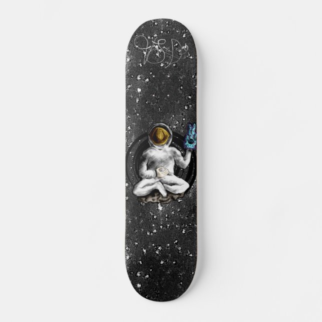Däck "för utrymmemanmeditation" mini skateboard bräda 18,7 cm (Framsida)