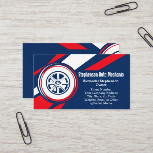 Däck Logotyp Patriotisk Bilmekaniker Bil Visitkort