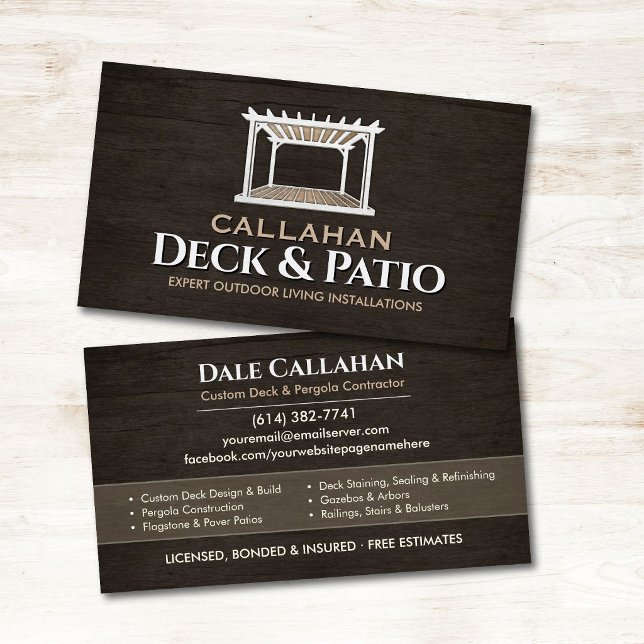 Däck & Patio Entreprenör Rustik Trä Visitkort (Skapare uppladdad)