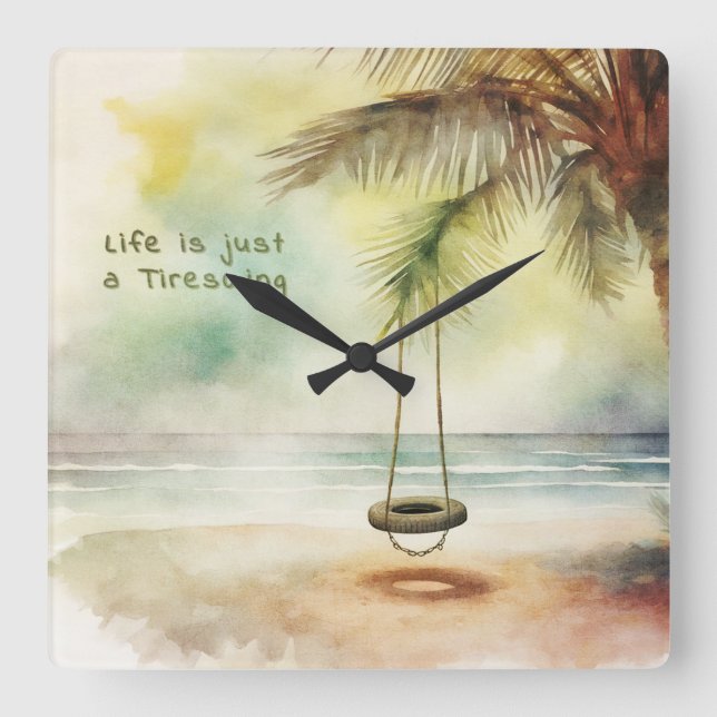 Däck Swing - Fyrkantig Klocka (Framsida)