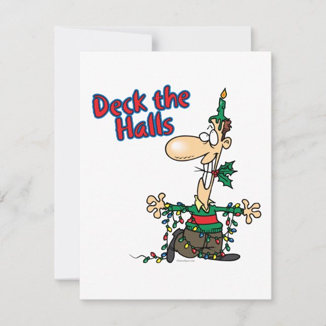 Däcka tecknaden med roliga julklappar julkort (Framsida)