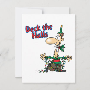 Däcka tecknaden med roliga julklappar julkort