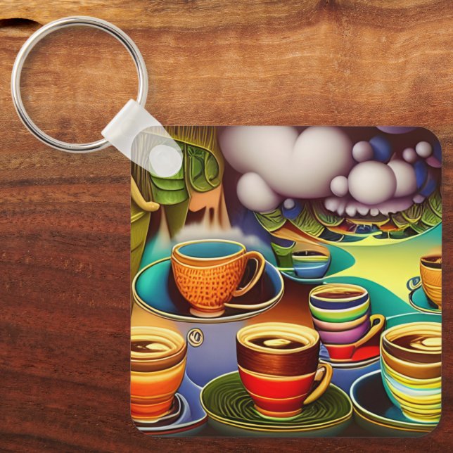 Däcklig mark av Kaffe koppar Nyckelring (Framsida)