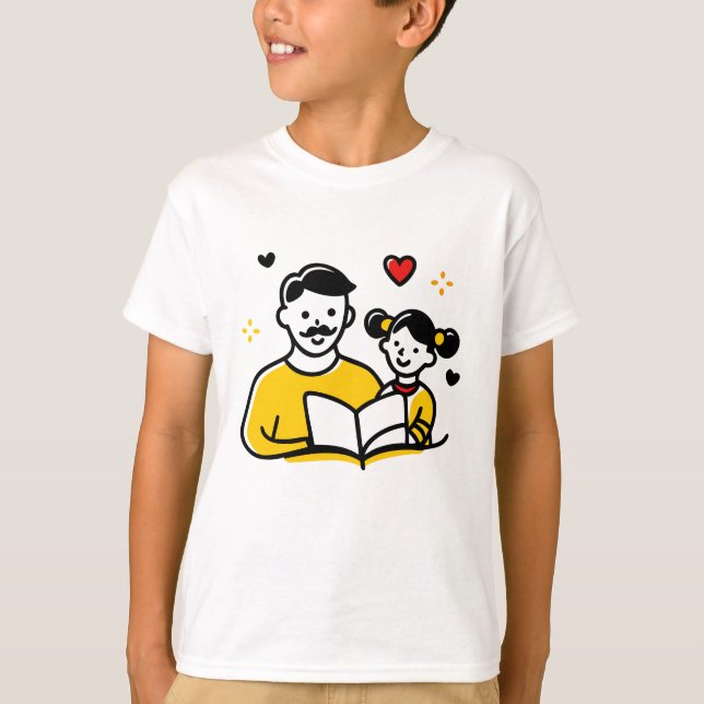 Dad and Daughter Reading Heart Father's Day Tee (Framsida)