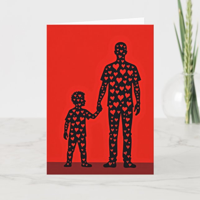 Dad And Son Love Hearts Card Kort (Framsida)