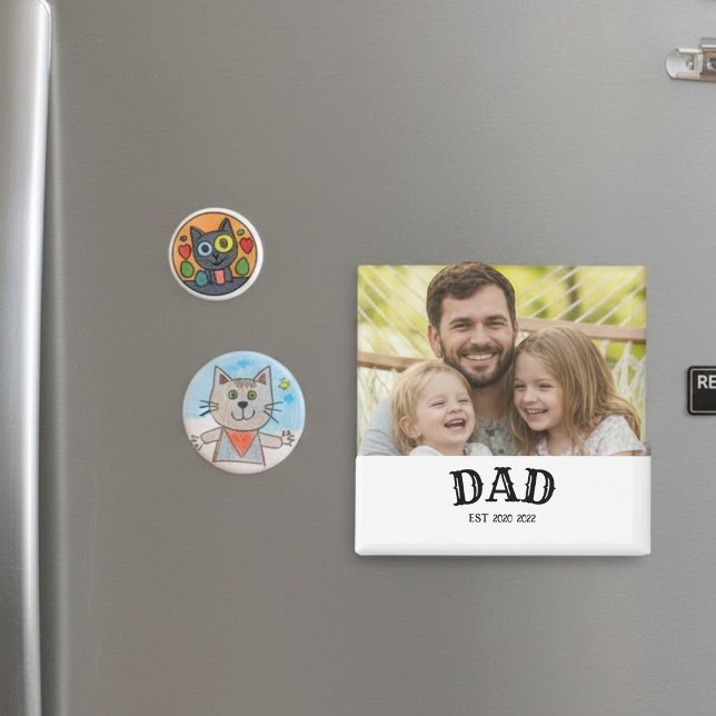 Dad Bold Text Est Personalized 20XX Magnet (Skapare uppladdad)