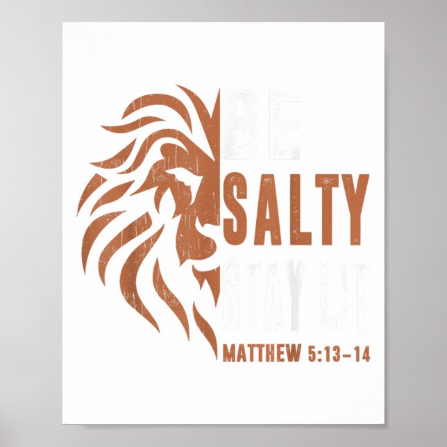 Dad Christian-shirt Be Salty Stay Lit Men Lion Fai Poster (Framsidan)