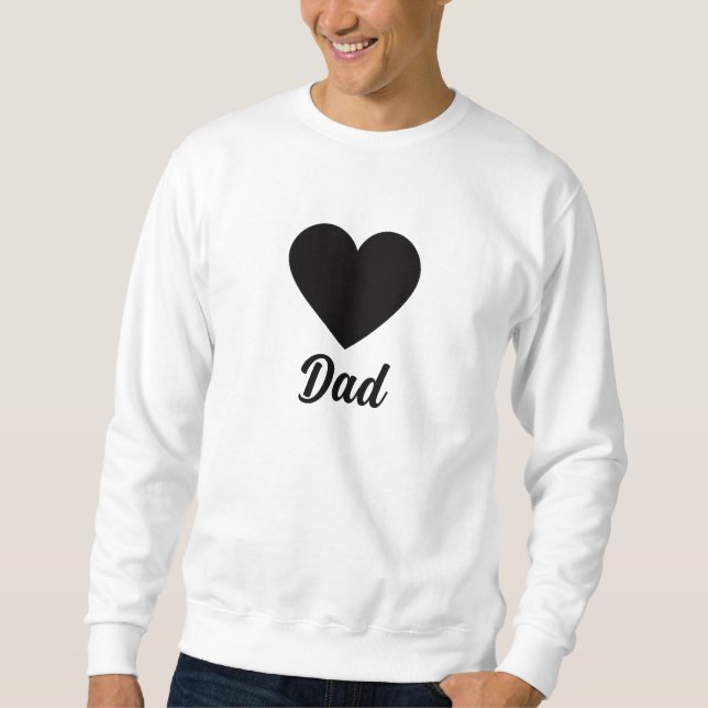 Dad - Classic Black Heart Typography Lång Ärmad Tröja (Framsida)