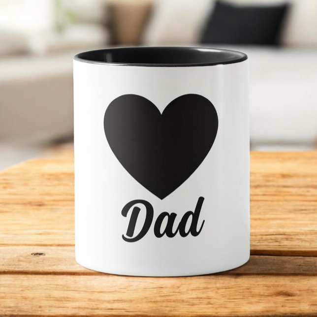 Dad - Classic Black Heart Typography Mugg (Skapare uppladdad)