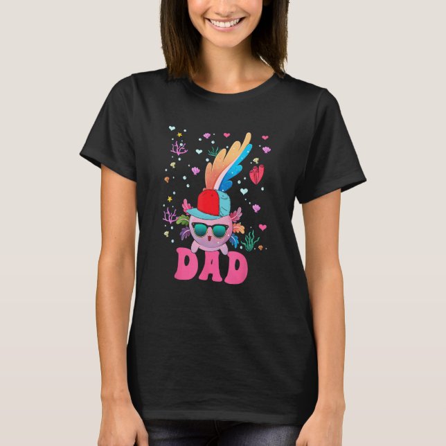 Dad Cute Axolotl Sunglasses Wearing Cap Costume Fa T Shirt (Framsida)