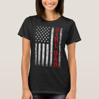 Dad Daughter Dad Of Girls Usa Flag Father's Day  T Shirt