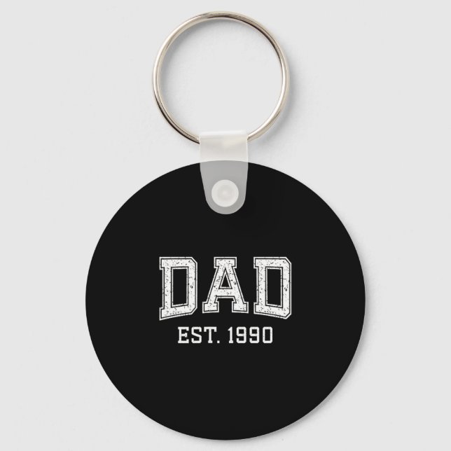 Dad Est 1990 Dad D Fathers Day Ized  Nyckelring (Framsida)