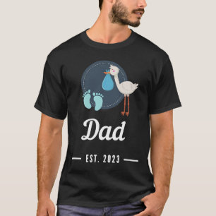 Dad EST 2023 Cute Stork Delivery T Shirt