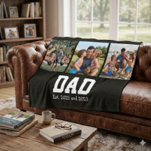 Dad Est. Bold Black Font 3 Photo Fathers Day Gift