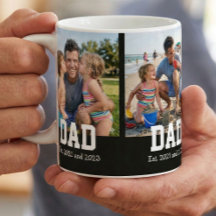 Dad Est. Bold Black Font 3 Photo Fathers Day Gift