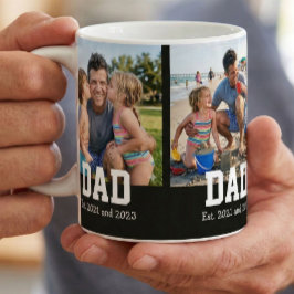 Dad Est. Bold Black Font 3 Photo Fathers Day Gift Kaffemugg