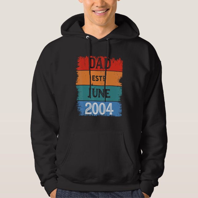 Dad Est Jun 2004 Proud Papa Grandpa Best Daddy Leg Hoodie (Framsida)