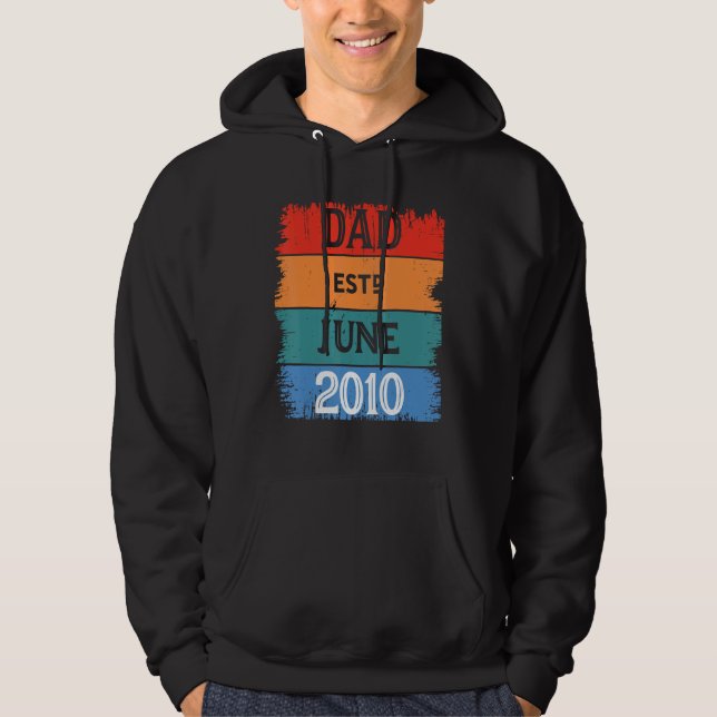 Dad Est Jun 2010 Proud Papa Grandpa Best Daddy Leg Hoodie (Framsida)