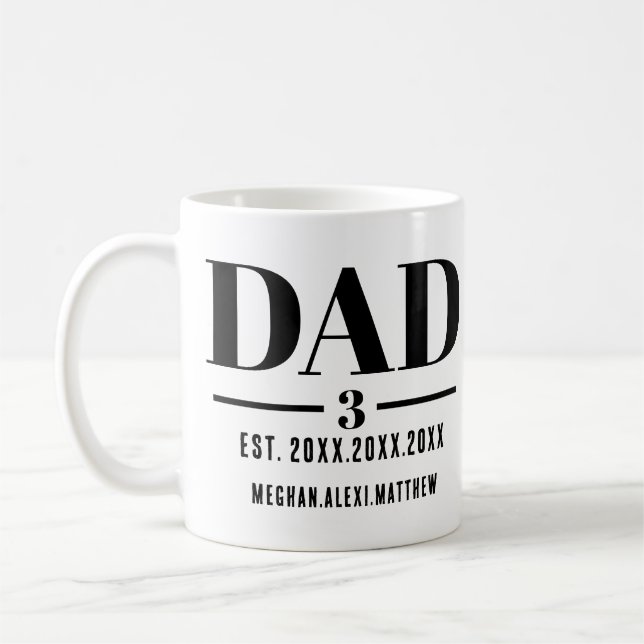Dad Est. Year Name Number Bold Font Kaffemugg (Vänster)