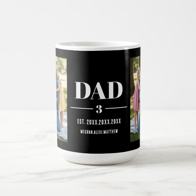 Dad Est. Year Name Number Bold Font Photo  Kaffemugg (Center)