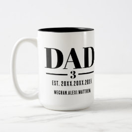 Dad Est. Year Name Number Bold Font Två-Tonad Mugg