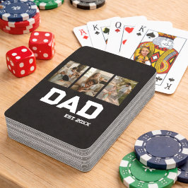 Dad Established 3 Photo Customizable Year Gift Casinokort