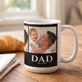 Dad Established Black 3 Photo Kaffemugg