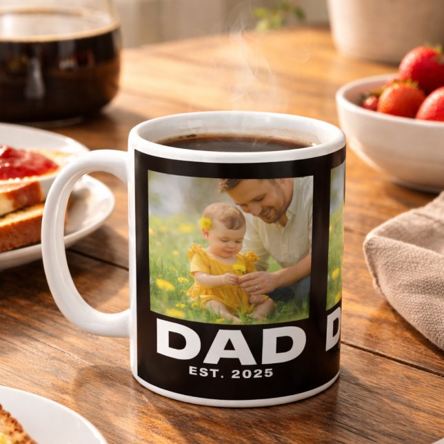 Dad Established Black 3 Photo Kaffemugg (Skapare uppladdad)