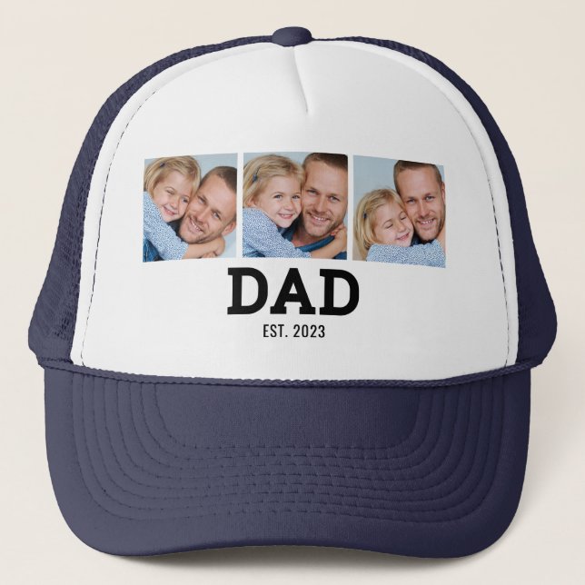 Dad Established Black 3 Photo Keps (Framsida)