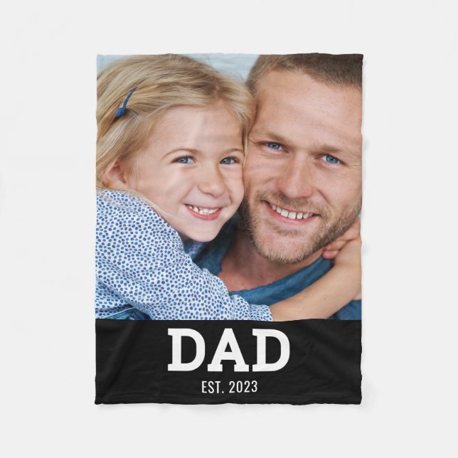 Dad Established Black Modern Photo Fleecefilt (Framsidan)