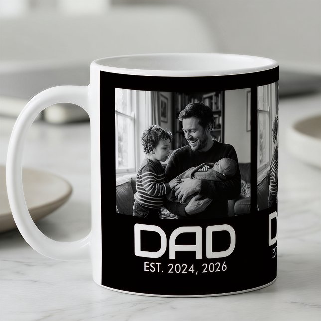 Dad Established Bold Black 3 Photo Coffee Mug Kaffemugg (Skapare uppladdad)