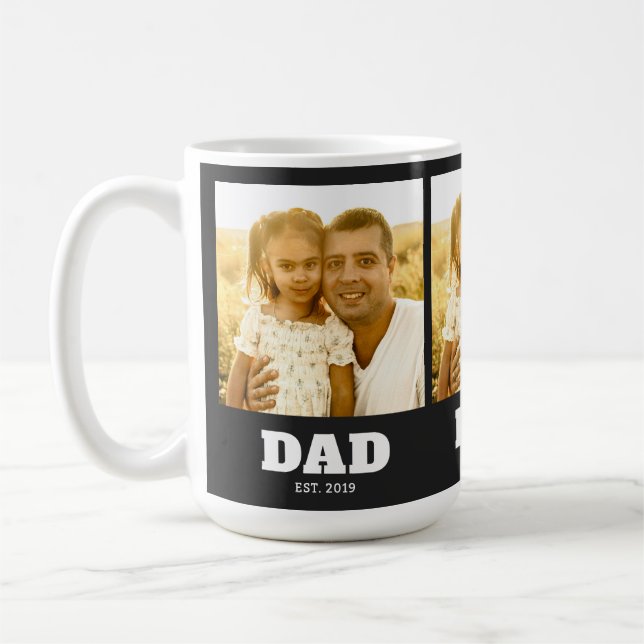 Dad Established Bold Black 3 Photo Kaffemugg (Vänster)