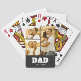 Dad Established Bold Text Black 3 Photo Casinokort